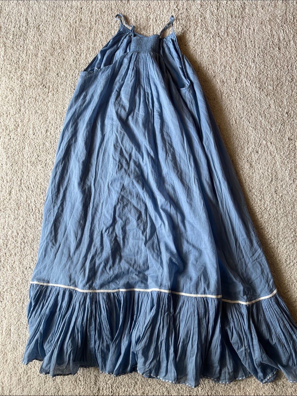 Free People Tip Toeing Tulip Embroidered Gauze maxi Blue Dress - Picture 8 of 9